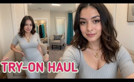 (4K) See Through Lingerie Try-On Haul | Transparent Dress Close up thin body mirror view | No Bra