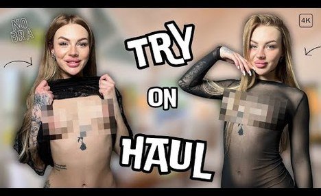 FISHNET DRESS TRANSPARENT TRY ON HAUL (4K)