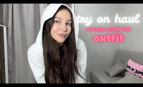 4K White Cropped Hoodie and White yoga pants Try on Haul with Ellie | See Through