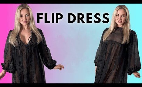 4K ebony Sheer Flip Dress Try On Transparent Try On Haul 2024 with Jo