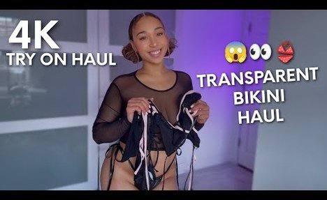 4K TRANSPARENT  string bikini Try On Haul | Natural Fit Body | Babygirl Hazel