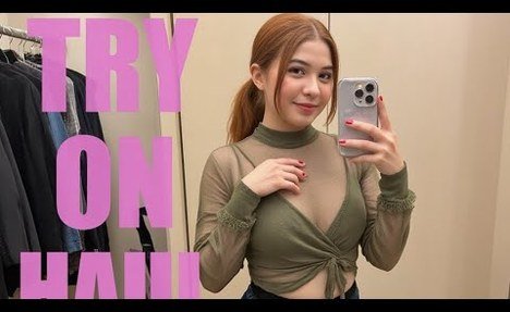 See Through Transparent Lingerie | try on haul fishnet dress mirror view petite body [4K] 2025