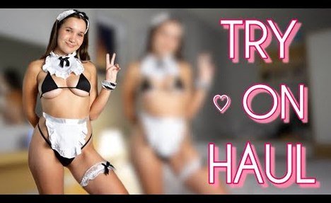 [ 4K TRY ON HAUL ]  Maid's  beachwear Cosplay| attractive lingerie Try on With Effi