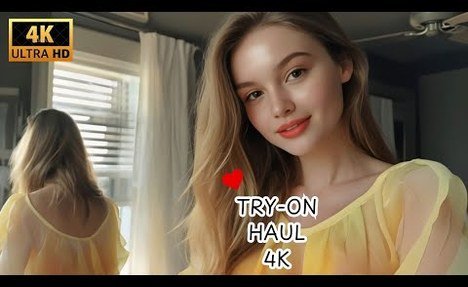 4K yellow lingerie transparent try on haul | see through/transparent | try on see everything # 14