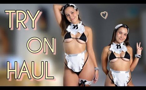 [ 4K TRY ON HAUL ]  attractive Lingerie | Maid's  tankini Try on With Effi