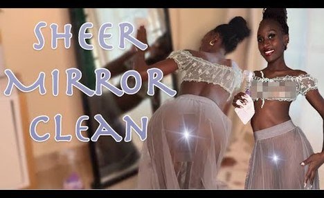 [4K] TRANSPARENT WHITE SKIRT CLEANING | black Housewife