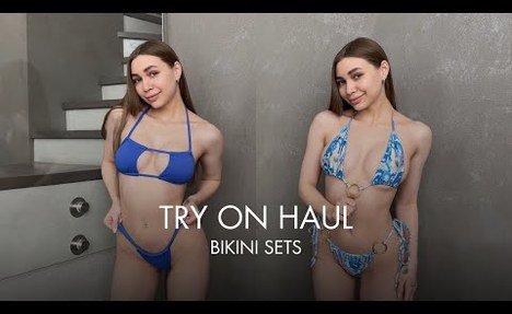 [4K] pretty  two-piece swimsuit Sets Try on Haul & video