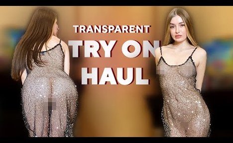 [4K USA] NEW SHINY ebony MESH/FISHNET DELICATE DRESS! HOT VERY TRANSPARENT REWIEW! NO BRA! NO PANTY