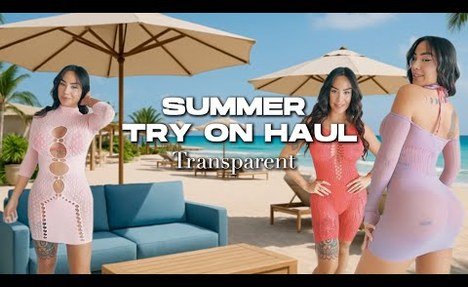 [4K] Summer  thong bikini Try On Haul: Transparent Edition