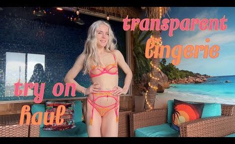 4K Transparent Neon Lingerie Try-On (Honey Birdette Saskia)