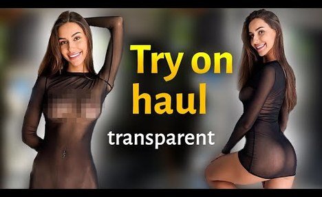 [4K USA] TRY ON HAUL AND MORE IDEAS! VERY TRANSPARENT DELICATE ebony DRESS SEE-THROUGH REVIEW!NO BRA