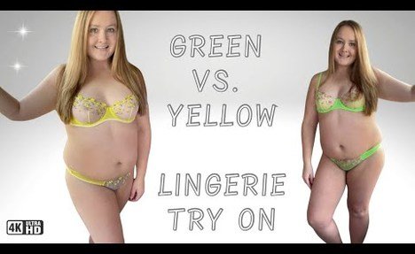 Lingerie Try-On Haul | Floral Lace Thong Set in Green & Yellow