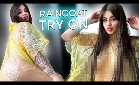 [4K USA] NO BRA, NO PANTY! MY STYLISH FIND: lovely skank IN RAINCOAT! NEW VERY TRANSPARENT TRY ON HAUL