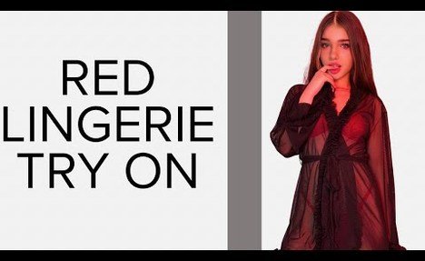 [4K Try on Haul] Get ready with me | Red lingerie Try on haul video review with Ellie
