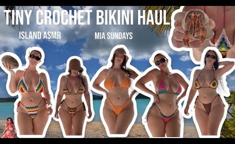 SHEIN crochet  two-piece swimsuit try on haul | Island ASMR | Curvy body | Relaxing | tape 14