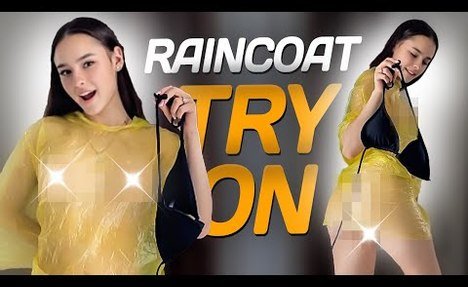[4K USA] TRANSPARENT TRY ON HAUL AND MORE IDEAS! pretty skank IN YELLOW RAINCOAT REVIEW!NO BRA,NO PANTY