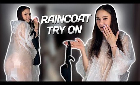 [4K USA]NEW ravishing black LINGERIE SET,VERY TRANSPARENT RAINCOAT REVIEW!TRY ON HAUL AND MORE IDEAS