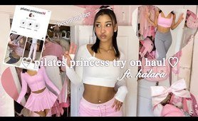 pink pilates princess try on haul ♡ flare leggings, mini skirts + more!  ft. halara