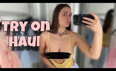 [4K] Transparent Crop Tops Try on Haul & review