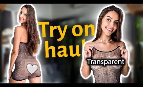[4K USA] NEW SHINY ebony MESH/FISHNET DELICATE SHORT DRESS! VERY TRANSPARENT REWIEW! NO BRA,NO PANTY