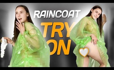 [4K USA] WHITE  swimsuit + GREEN RAINCOAT TRY ON! SHIMMERING LOOK FOR RAINY WALKS & SUMMER DAYS!
