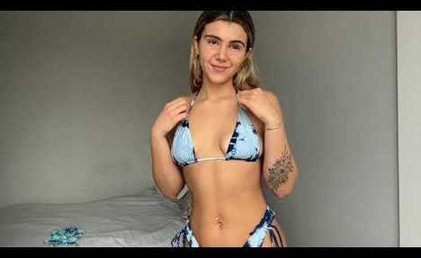 BLUE  swim set TRY ON