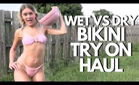 wet vs dry kylani kinis  string bikini try on haul !!!
