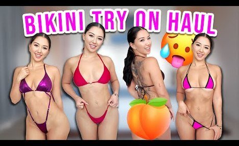 NEW  beachwear try on haul // Thick Japanese lady //  microkini review