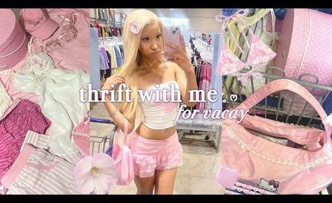 thrift with me ♡ for a girly beach vacation! (+ try on haul)