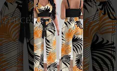 Top & Lace-up Wide Leg Pants Sets Elegant Office whore Suit #cordsets #combo #girlscordset #shorts
