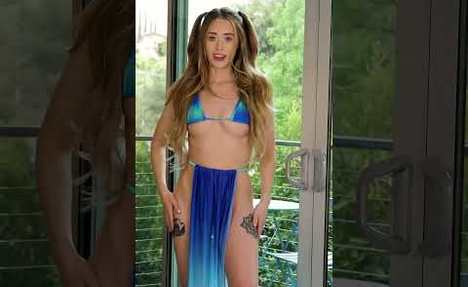 4K Try On Haul | Transparent product | Blue bikini Beach Dress |