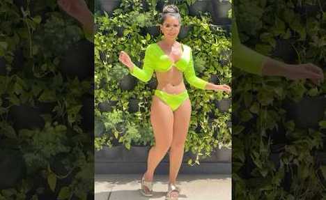 Green  two-piece swimsuit Model Try On Haul 2025 | Summer Fashion Tips