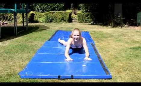 Slip and slide Gymnastics challenge