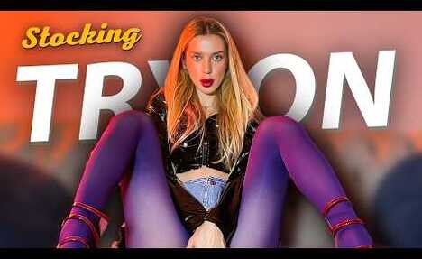 Try-On Haul: Black Mesh & Purple Sheer Tights Showdown