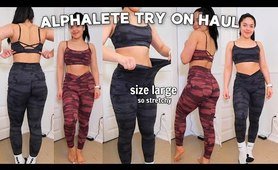 Alphalete Try On Haul! Surface Power tights *Size Large* + The Best leggings Bra Ever