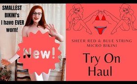 Sheer Red and Blue String Micro bikini Try On Haul!