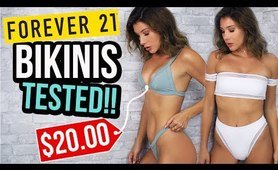 FOREVER 21 SWIMSUITS TESTED !! Cheap two piece bathing suit Try On Haul