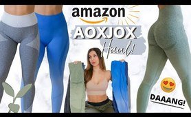 YAY OR NAY? AMAZON SEAMLESS fitness leggings REVIEW, TRY ON, HAUL! AOXJOX workout tights AMAZON 2020