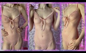 panties Haul Try On 3 - attractive hot nearly naked see through babydoll pink mesh