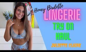 pretty blue Honey Birdette underwear Try On Haul with Juliette Claire